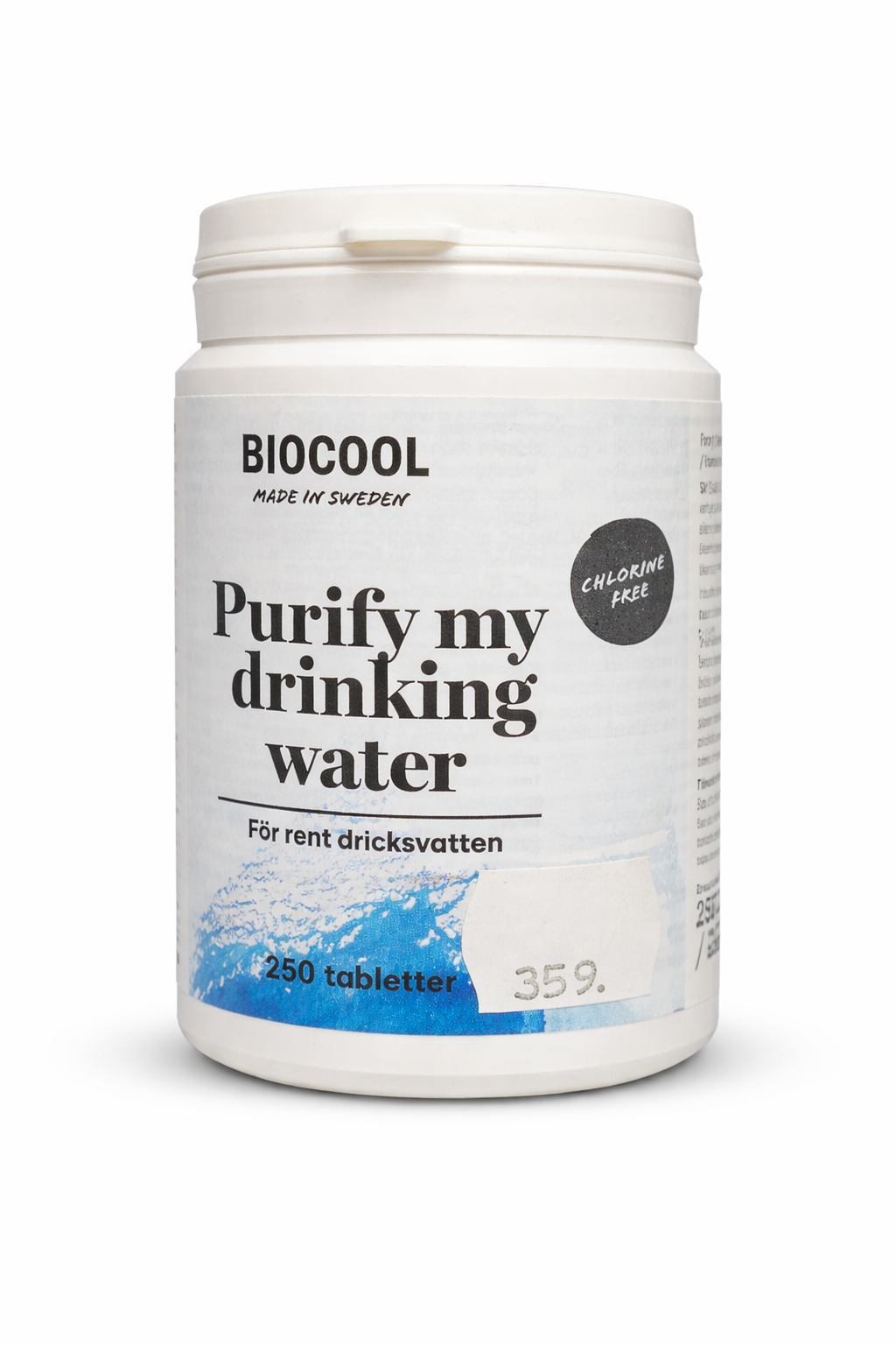 BIOCOOL – Purify My Drinking Water (250 tabletter)
Effektiv vannrensing – klorfri løsning